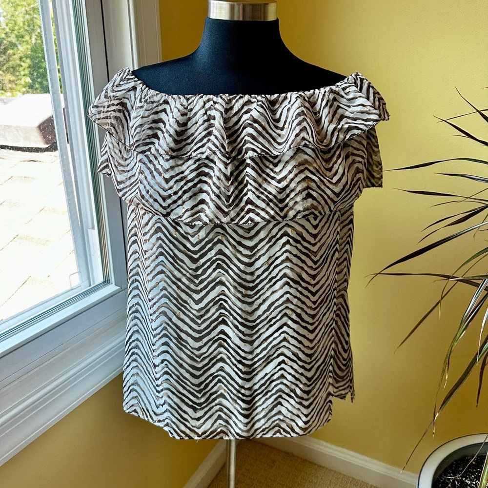 White House Black Market off the shoulder Ruffled Blouse